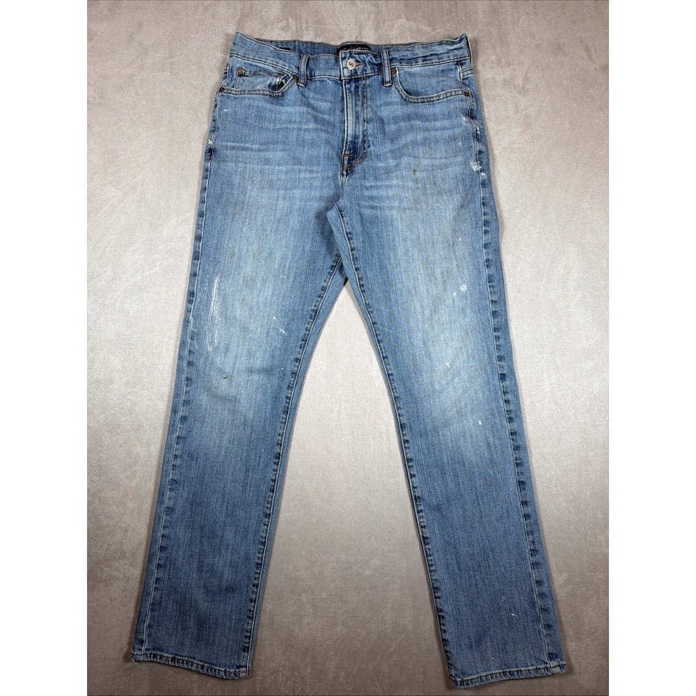 Lucky Brand 410 Athletic Slim Jeans Men's 32x29.5 Distressed Paint Wash Denim